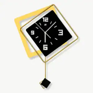 3D wandklok met slinger, zwart of blauw