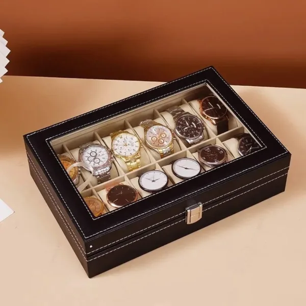 Boîte à Montres Élégante en Cuir PU avec 6 Compartiments | Organisateur Pratique pour Montres de Luxe