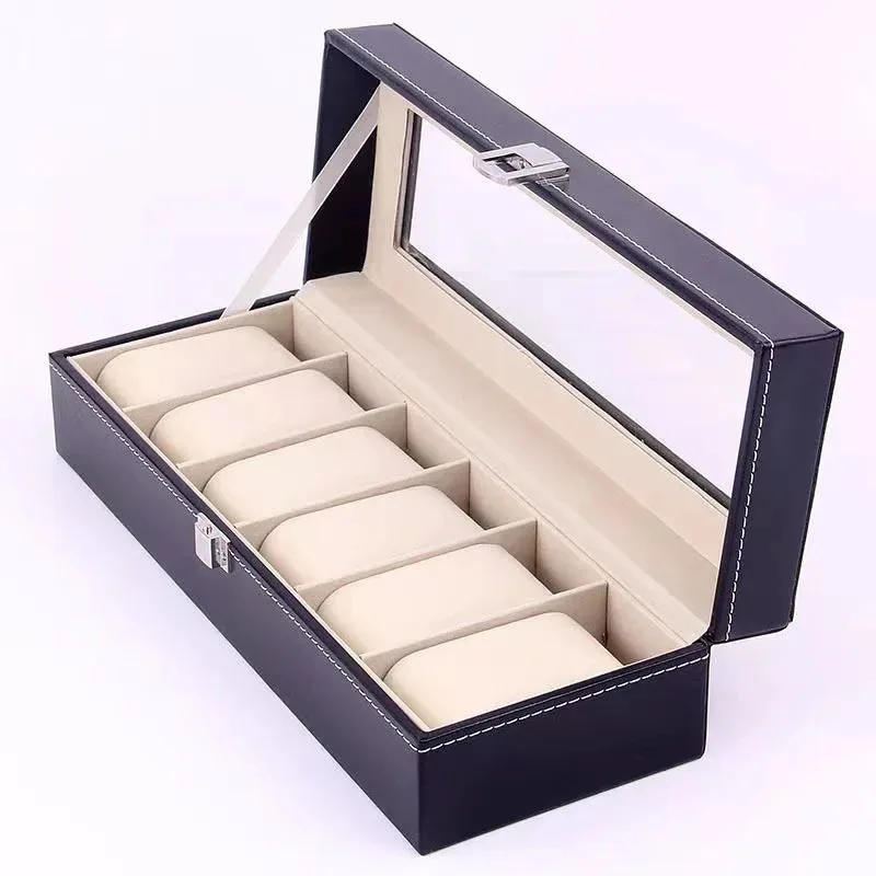 Boîte à Montres Élégante en Cuir PU avec 6 Compartiments | Organisateur Pratique pour Montres de Luxe