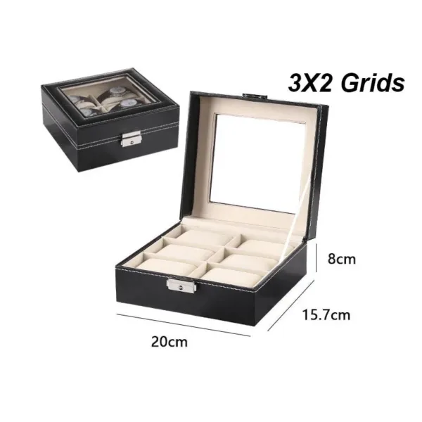 Boîte à Montres Élégante en Cuir PU avec 6 Compartiments | Organisateur Pratique pour Montres de Luxe