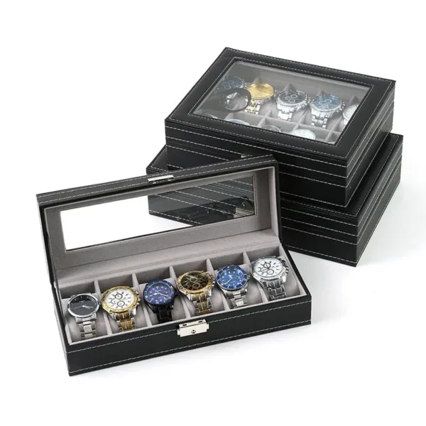 Élégante Boîte à Montres en Cuir PU avec 12 Compartiments | Rangement Pratique pour Passionnés de Montres