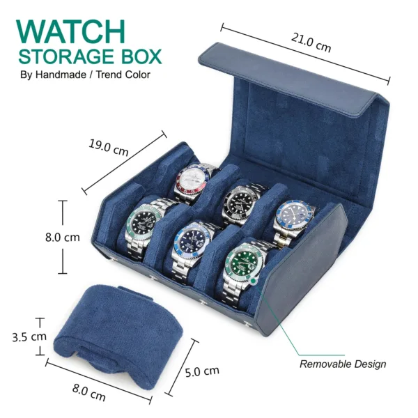 Étui de Voyage en Cuir Véritable | Organisateur de Montres avec 6/8 Fentes | Rangement Élégant pour Hommes et Femmes