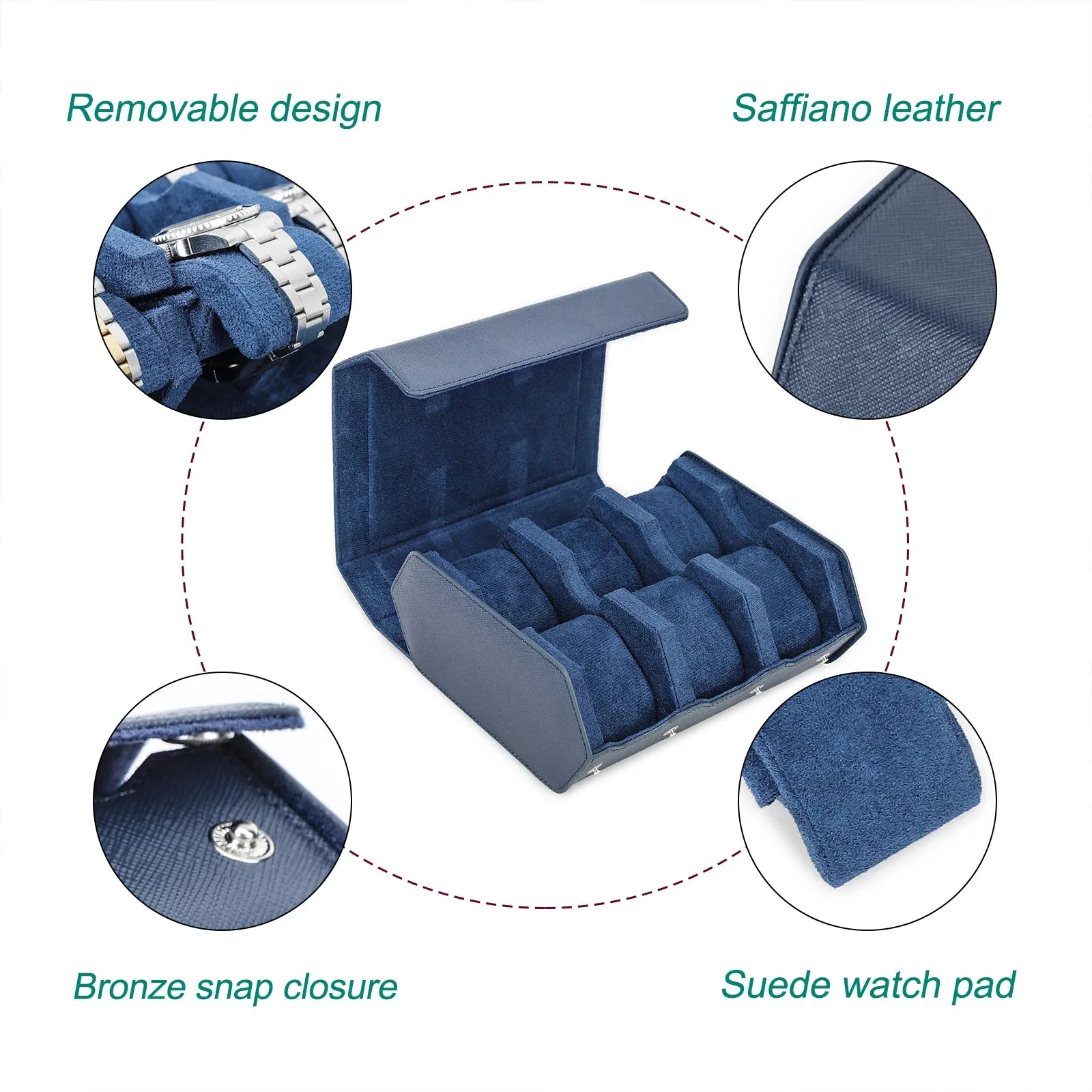 Étui de Voyage en Cuir Véritable | Organisateur de Montres avec 6/8 Fentes | Rangement Élégant pour Hommes et Femmes