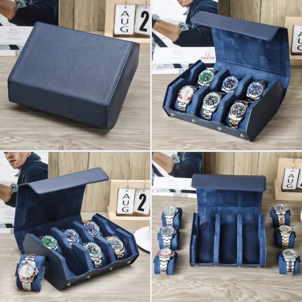 Étui de Voyage en Cuir Véritable | Organisateur de Montres avec 6/8 Fentes | Rangement Élégant pour Hommes et Femmes