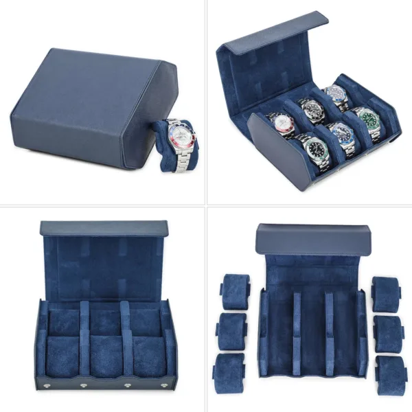 Étui de Voyage en Cuir Véritable | Organisateur de Montres avec 6/8 Fentes | Rangement Élégant pour Hommes et Femmes