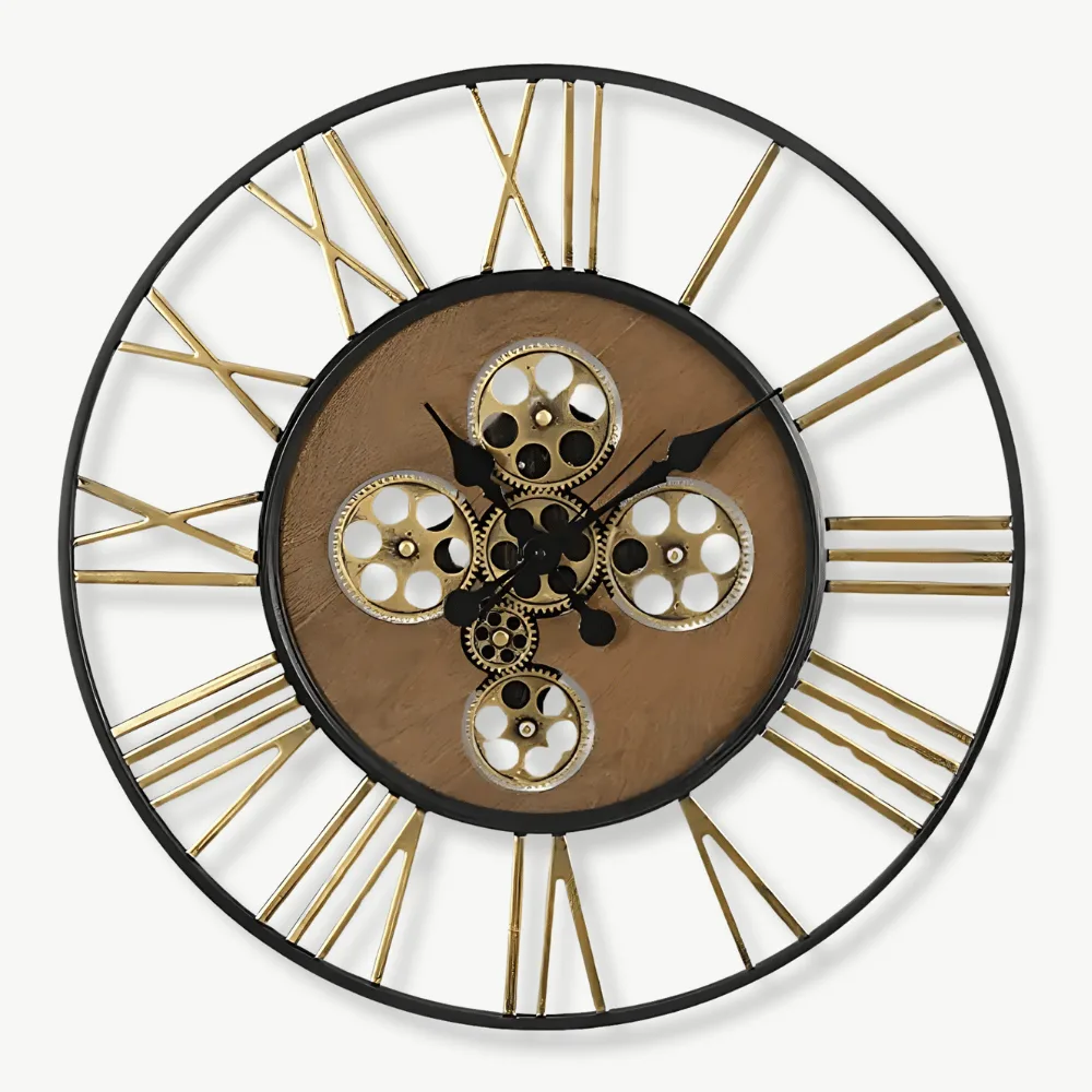 Grote wandklok met tandwielen, steampunk stijl