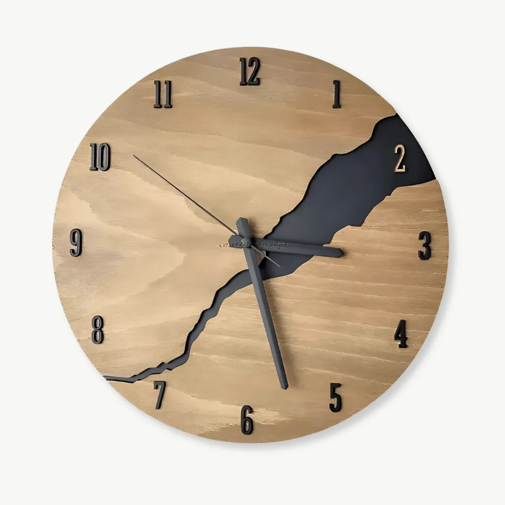 Houten design wandklok, licht of donker hout