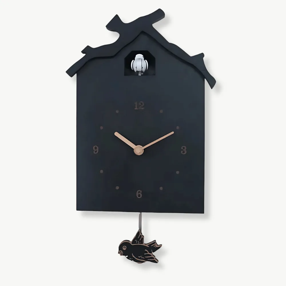 Horloge Coucou Moderne Noire/Bleu