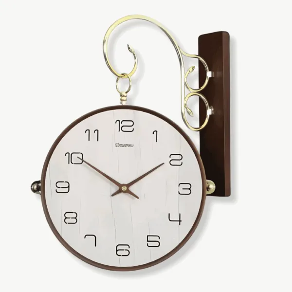 Horloge Double Face en Bois