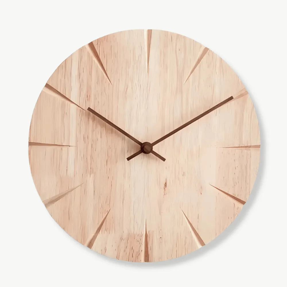 Houten wandklok met houtsnijwerk