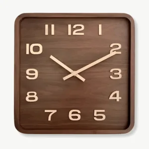Vierkante houten wandklok, verkrijgbaar in 25 cm en 30 cm