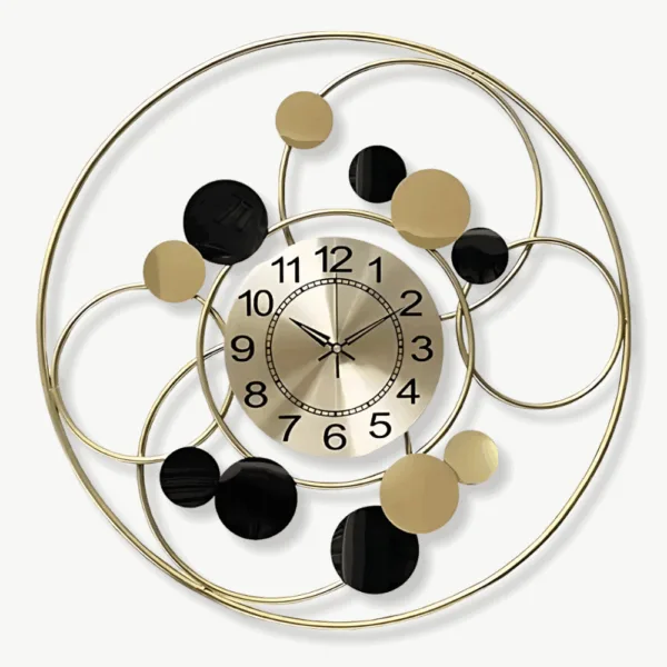 Grote gouden wandklok, cirkelvormig design