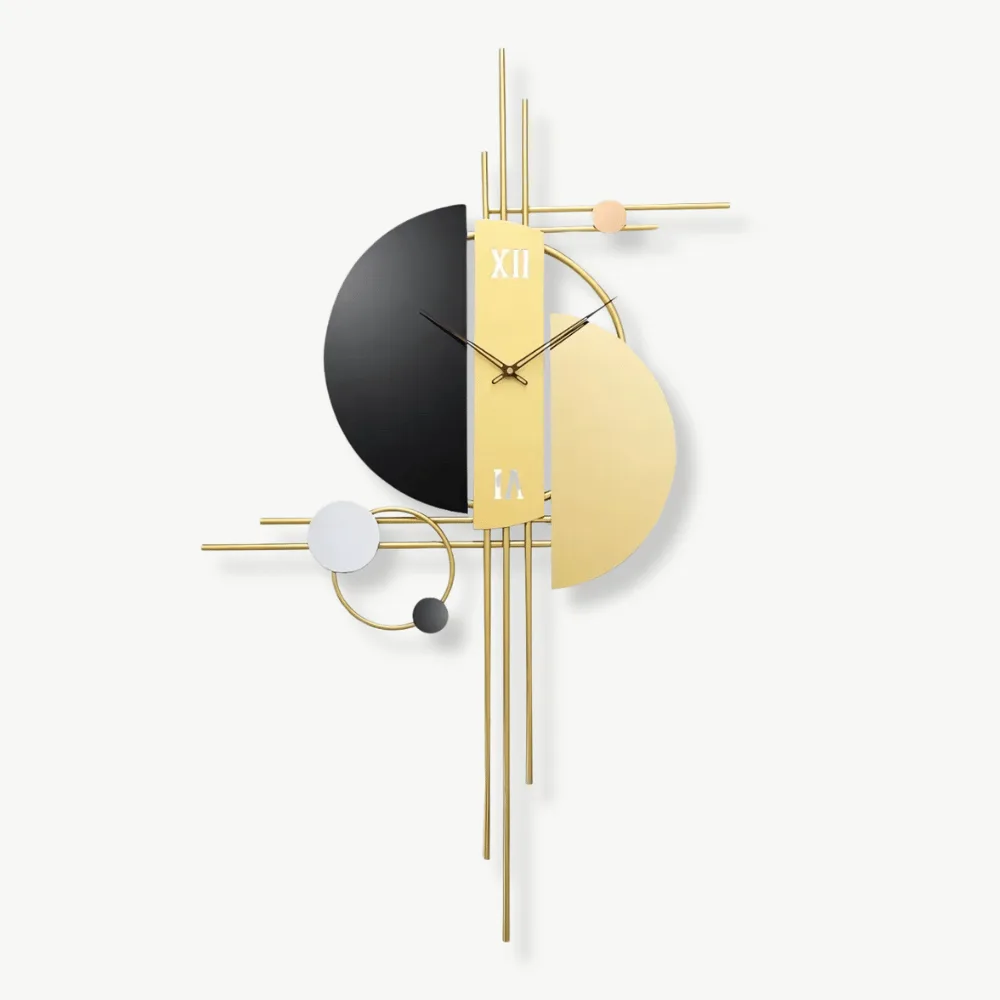 Luxe wandklok, modern met gouden randen