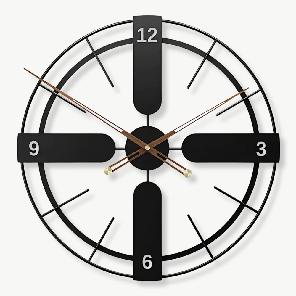 Wandklok design hout, modern en industrieel