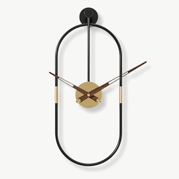 Ovale wandklok met leren ophangband