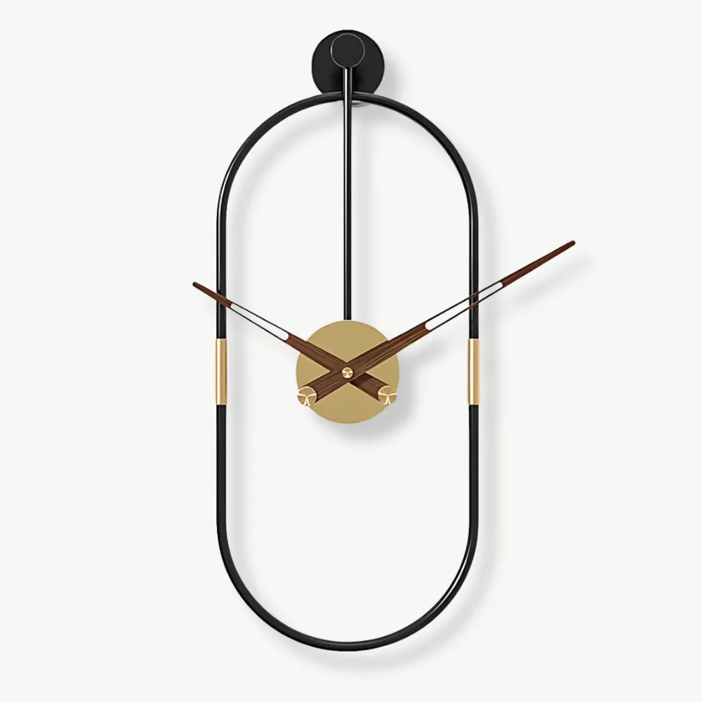 Ovale wandklok met leren ophangband