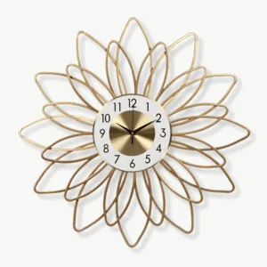 Horloge Murale Fleur Dorée Design
