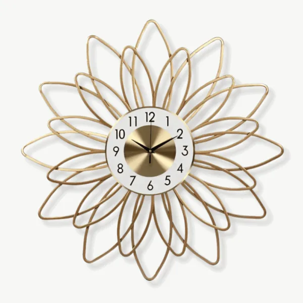 Horloge Murale Fleur Dorée Design