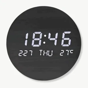Horloge Murale LED en Bois Massif