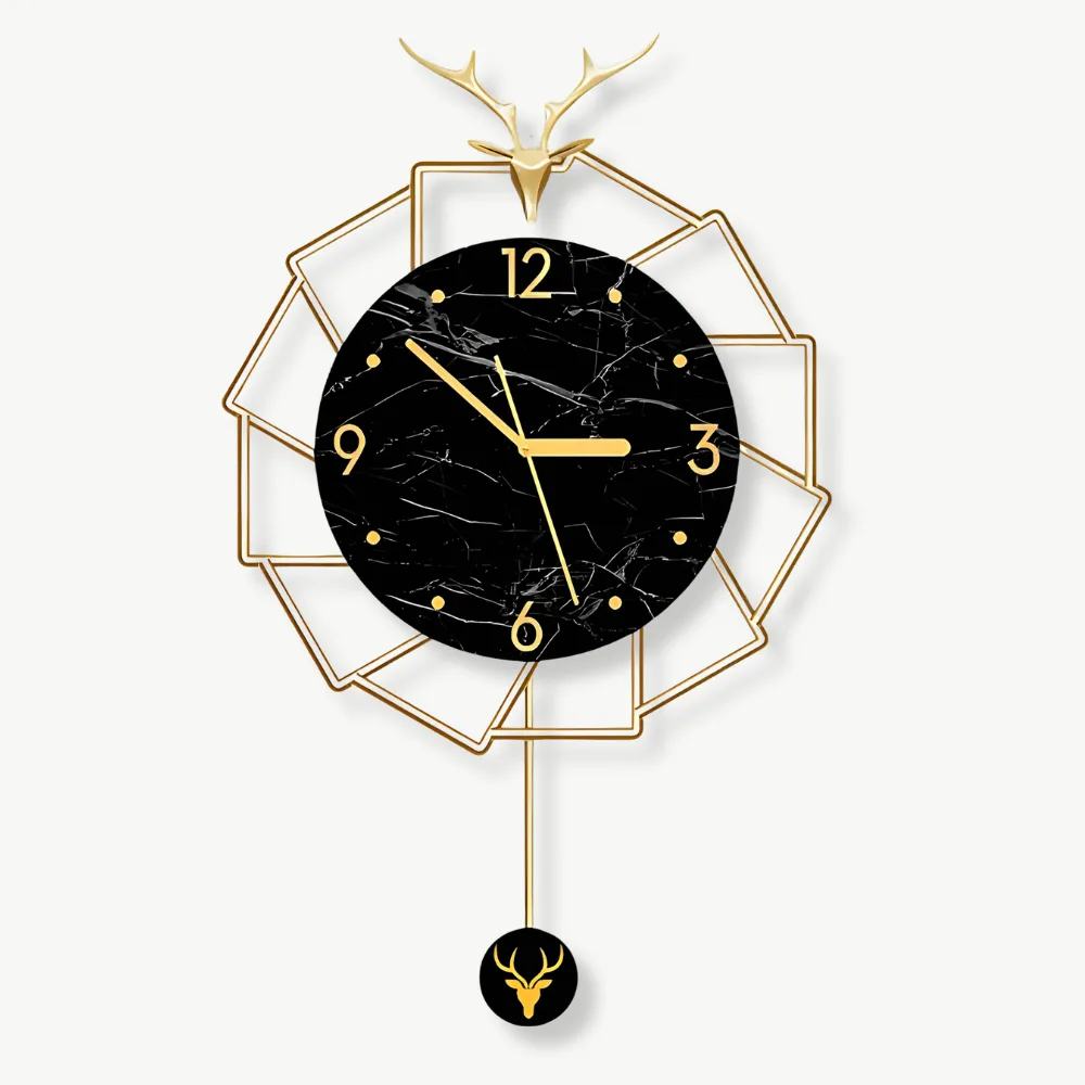 Luxe wandklok goud, met marmer