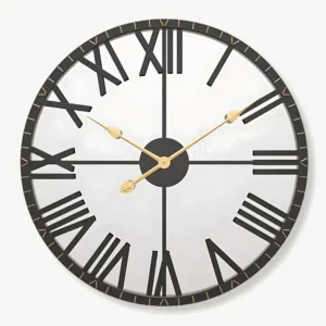 Horloge Murale Miroir Noir et Or