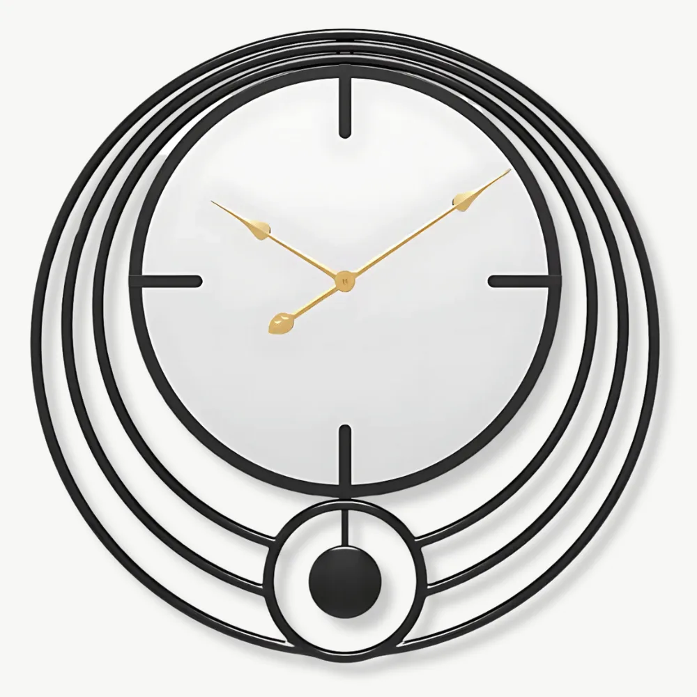 Wandklok spiegels, zwart en goud