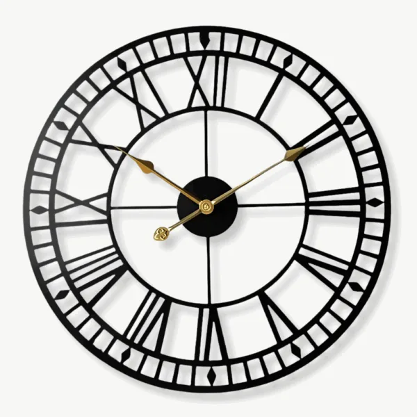 Industriele retro vintage wandklok, met gouden en zwarte wijzers