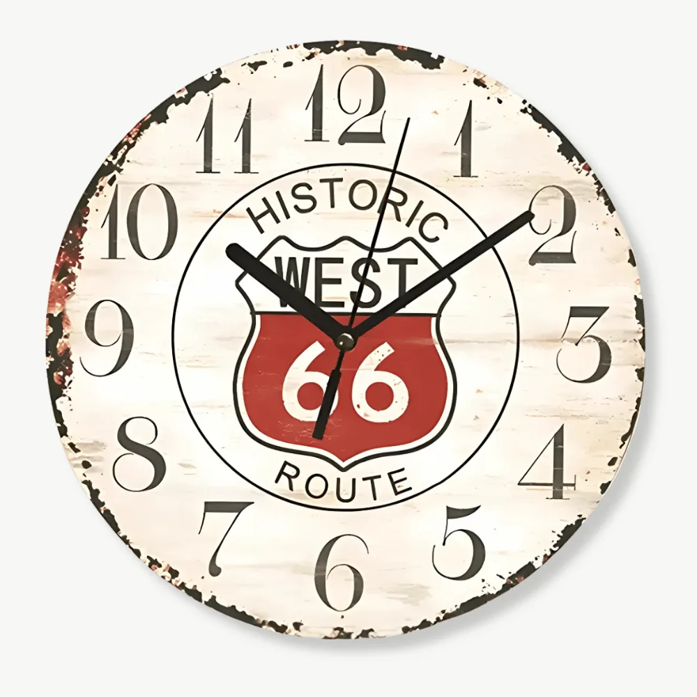 Wandklok jaren 60, vintage Route 66