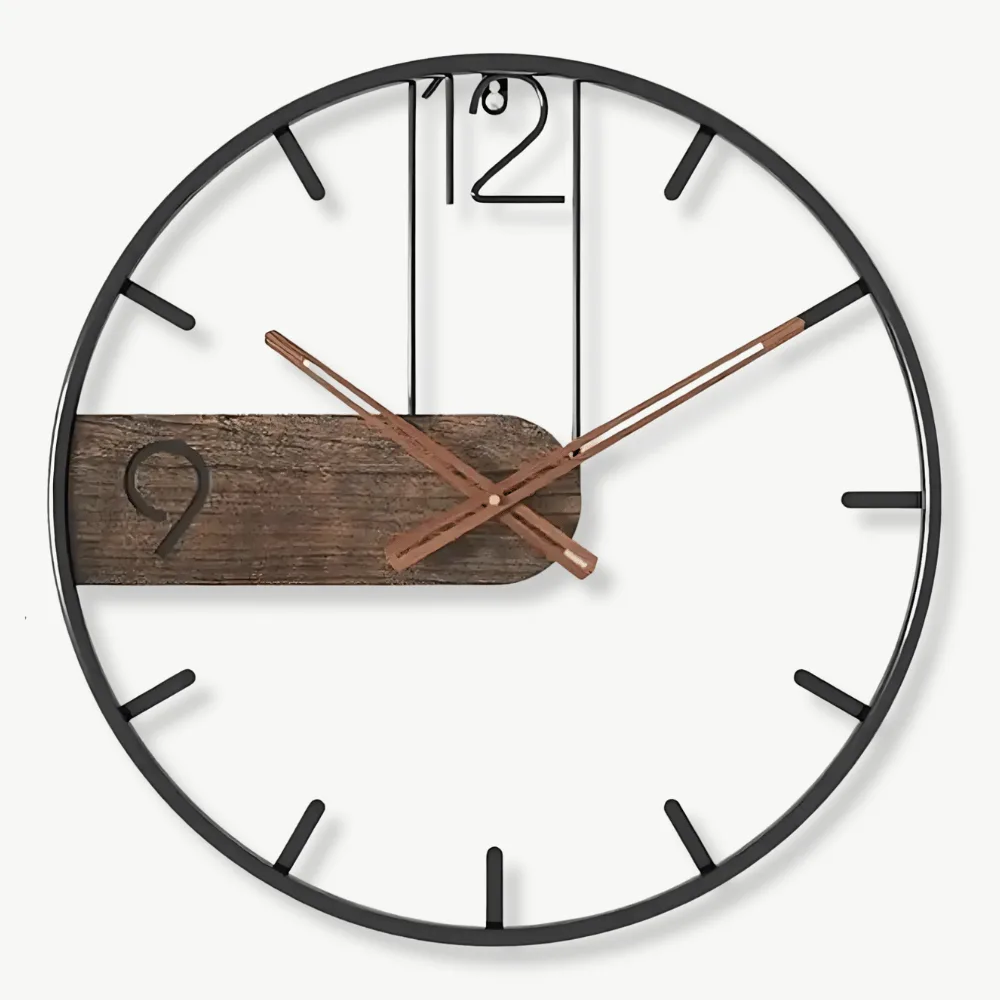 Moderne wandklok hout, rustiek design