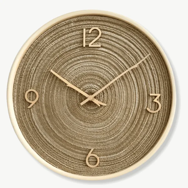 Wandklok goud 40 cm, lichtbruin en crèmewit