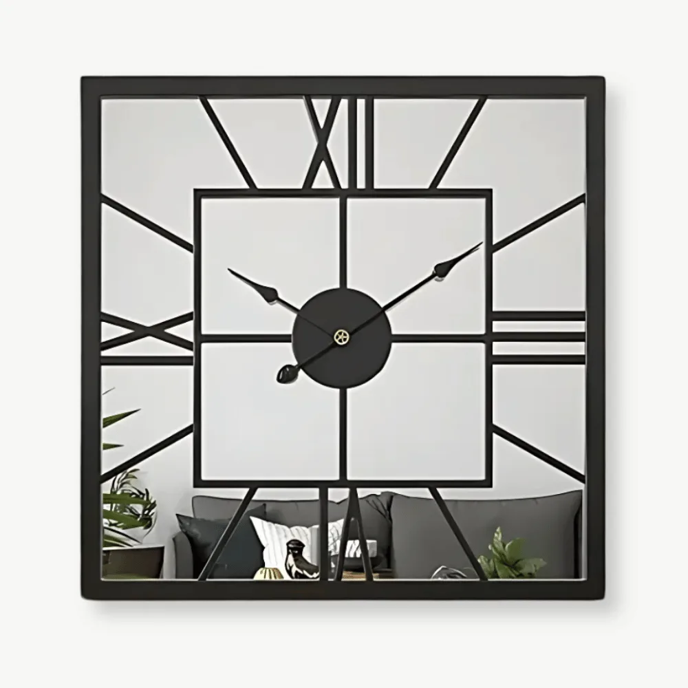 Horloge Murale Carrée Miroir