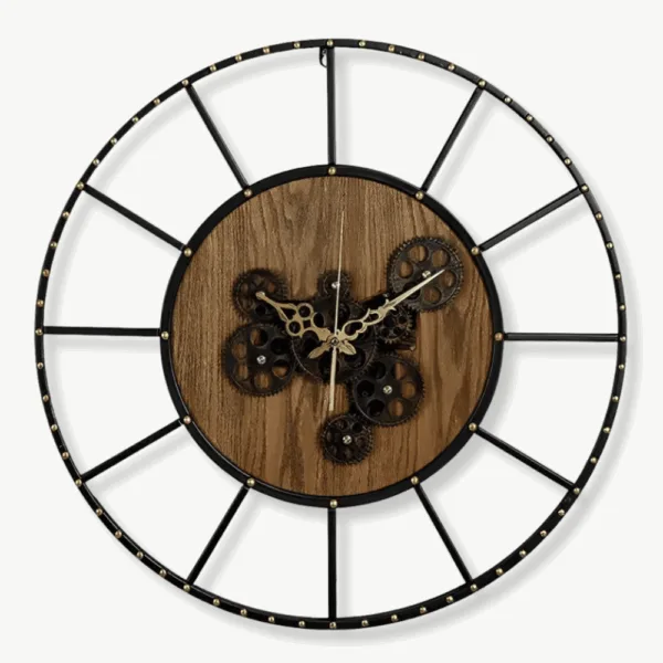 Wandklok designer, met tandwielen en industrieel design