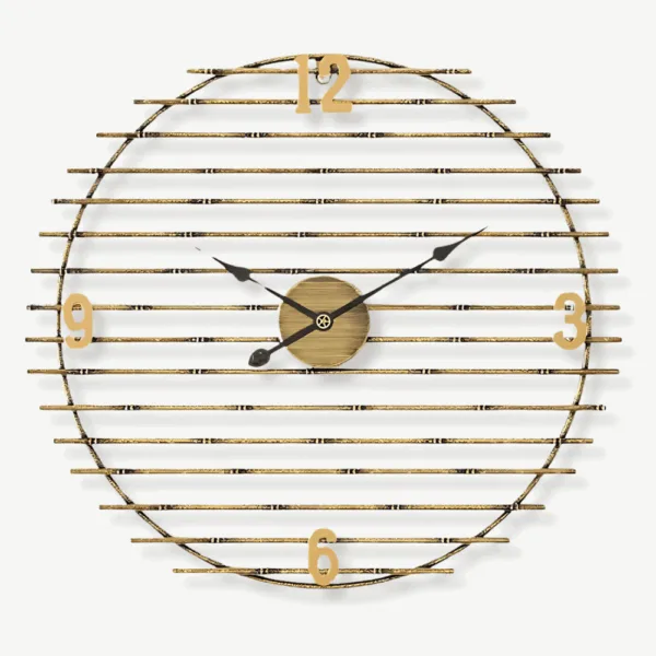 Gouden wandklok van metaal, decoratief