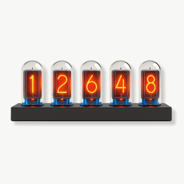 Led nixie klok, futuristisch ontwerp
