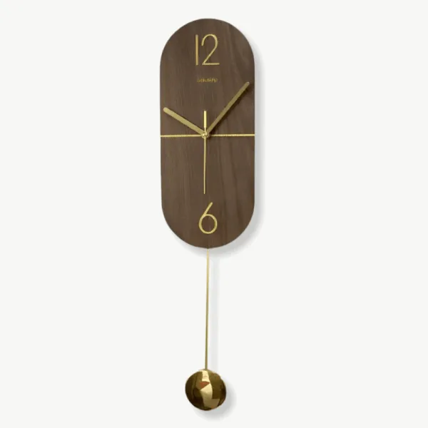 Slingerklok van notenhout met goud