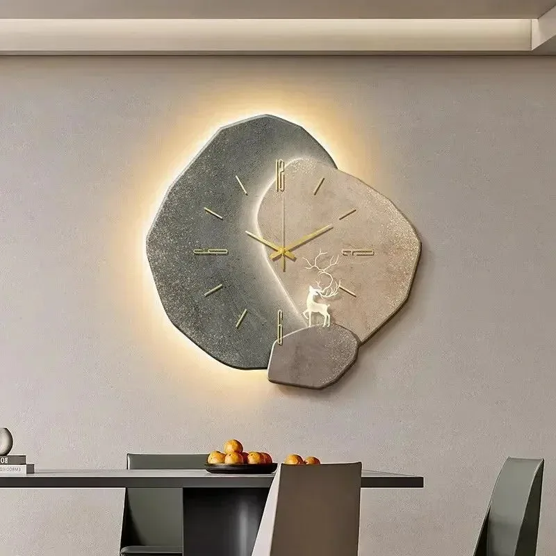 Horloge Murale Design Moderne avec Éclairage LED | Élégante Décoration pour Salon