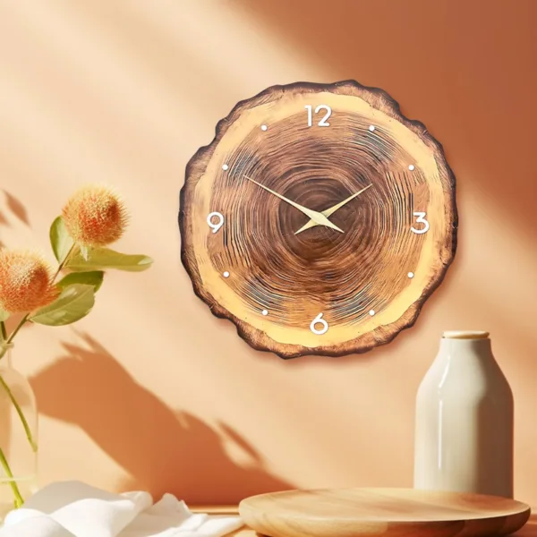 Horloge Murale Design en Bois Naturel avec Mécanisme Silencieux | Élégante Décoration Intérieure pour Un Ambiance Apaisante