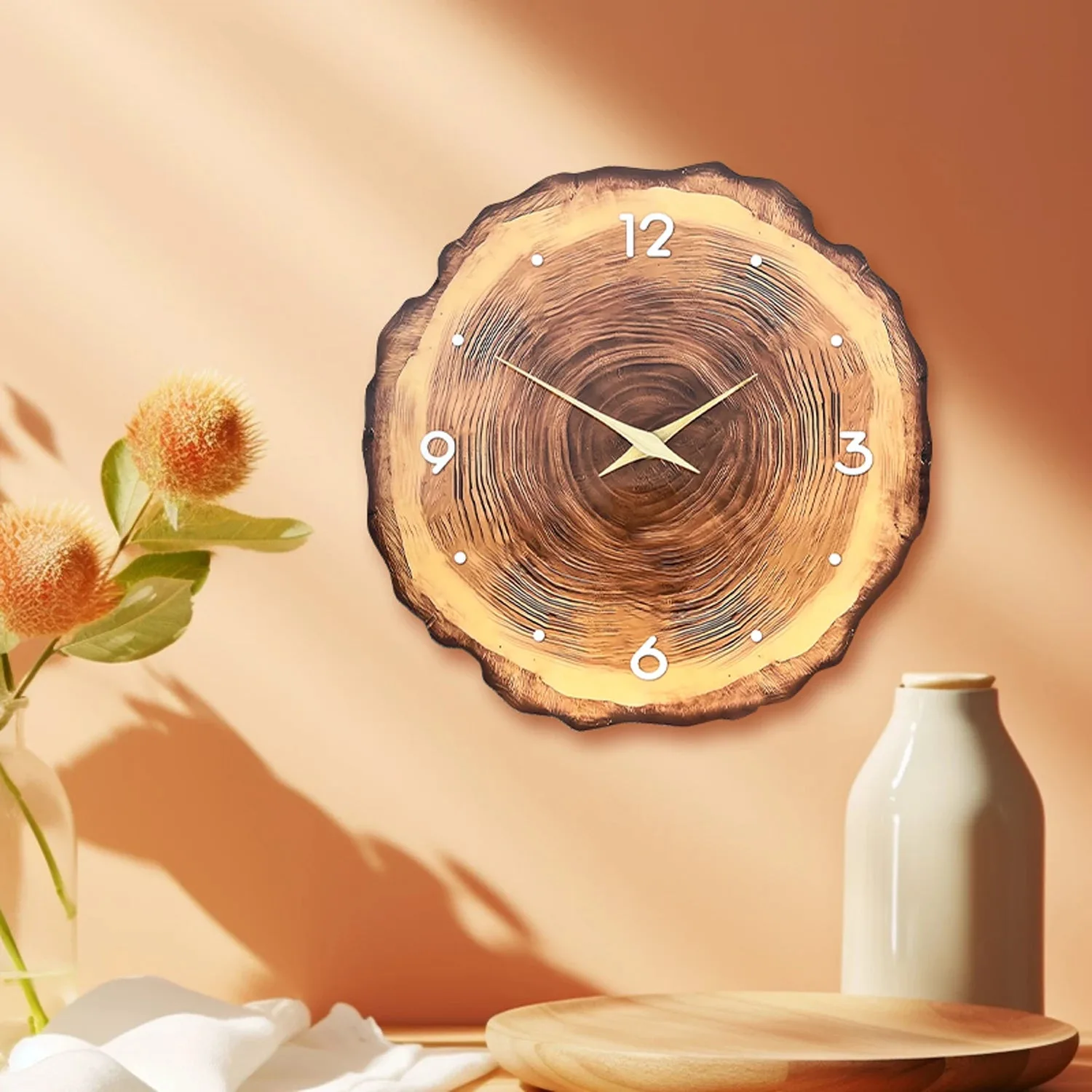 Horloge Murale Design en Bois Naturel avec Mécanisme Silencieux | Élégante Décoration Intérieure pour Un Ambiance Apaisante