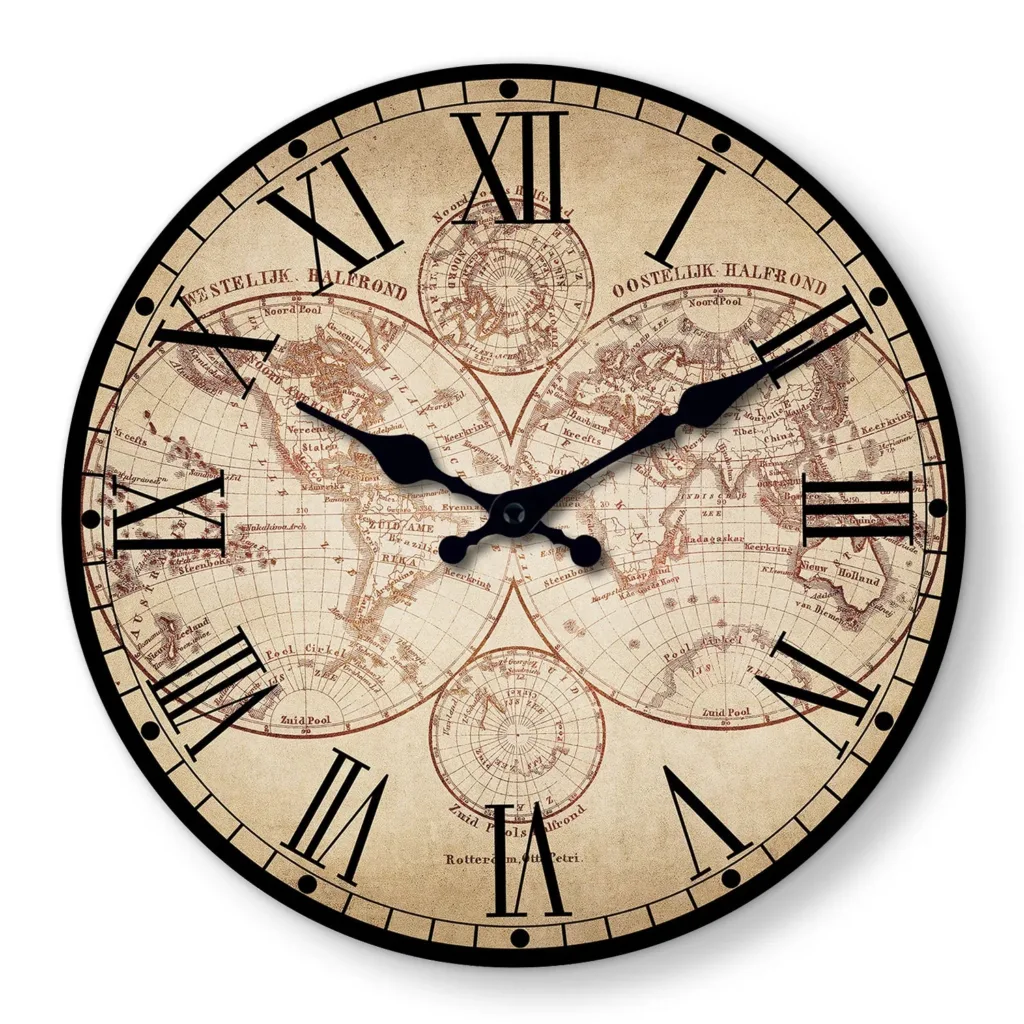 Horloge Murale Design en Bois avec Motif Boussole | Élégante Décoration Nautique pour Intérieur