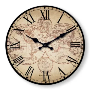 Horloge Murale Design en Bois avec Motif Boussole | Élégante Décoration Nautique pour Intérieur