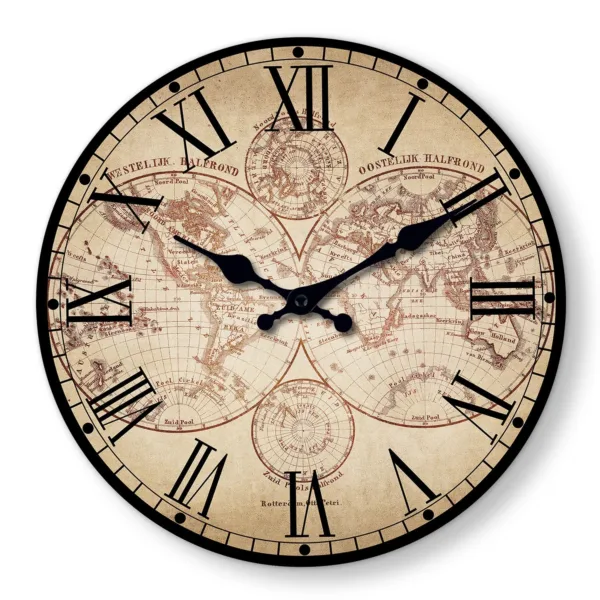 Horloge Murale Design en Bois avec Motif Boussole | Élégante Décoration Nautique pour Intérieur