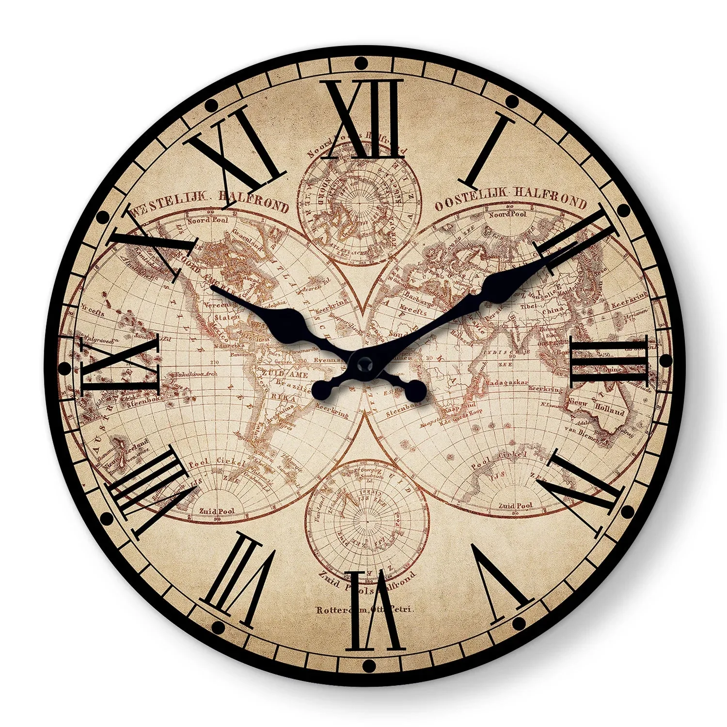 Horloge Murale Design en Bois avec Motif Boussole | Élégante Décoration Nautique pour Intérieur