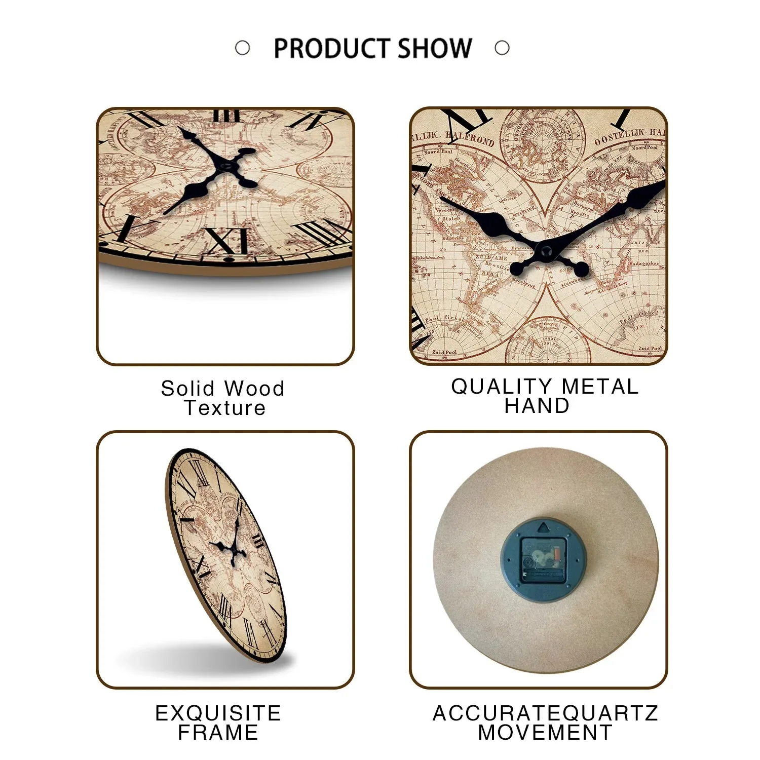 Horloge Murale Design en Bois avec Motif Boussole | Élégante Décoration Nautique pour Intérieur
