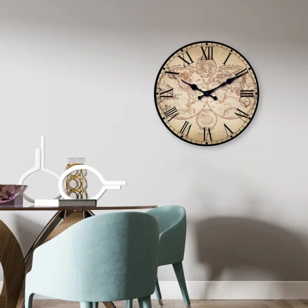 Horloge Murale Design en Bois avec Motif Boussole | Élégante Décoration Nautique pour Intérieur