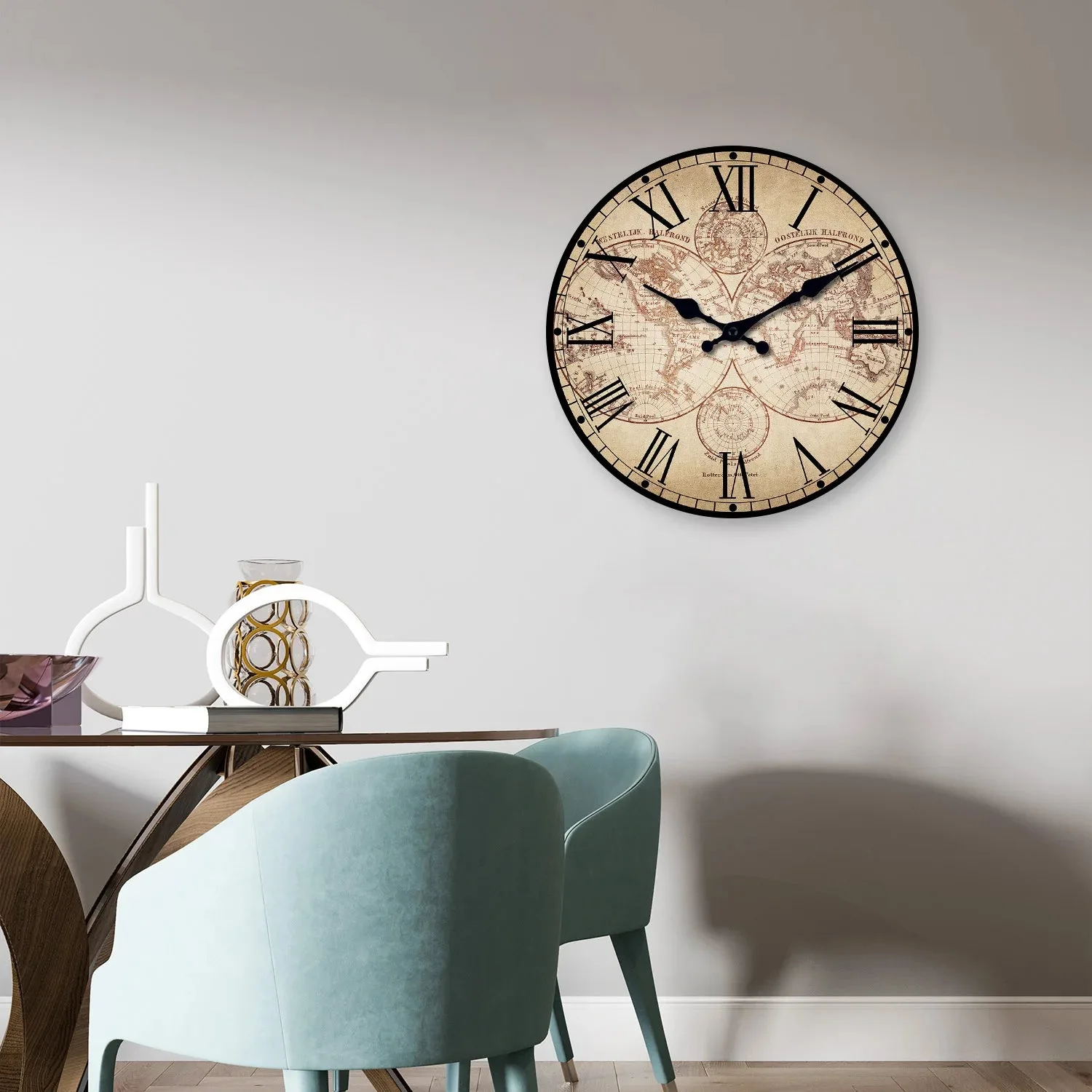 Horloge Murale Design en Bois avec Motif Boussole | Élégante Décoration Nautique pour Intérieur