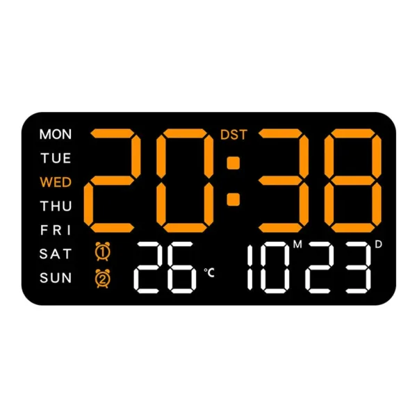 Horloge Murale Numérique avec Affichage Complet et Télécommande | Double Alarme pour Confort Quotidien