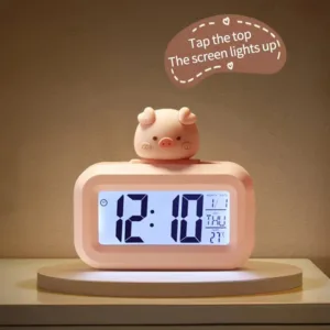 Horloge Numérique Murale LED avec Veilleuse Douce | Design Mignon en Forme de Cochon pour Ambiance Chaleureuse
