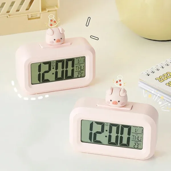 Horloge Numérique Murale LED avec Veilleuse Douce | Design Mignon en Forme de Cochon pour Ambiance Chaleureuse