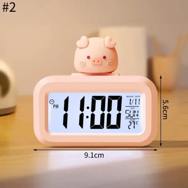Horloge Numérique Murale LED avec Veilleuse Douce | Design Mignon en Forme de Cochon pour Ambiance Chaleureuse