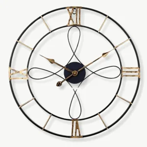 Wandklok metaal zwart goud, industrieel design
